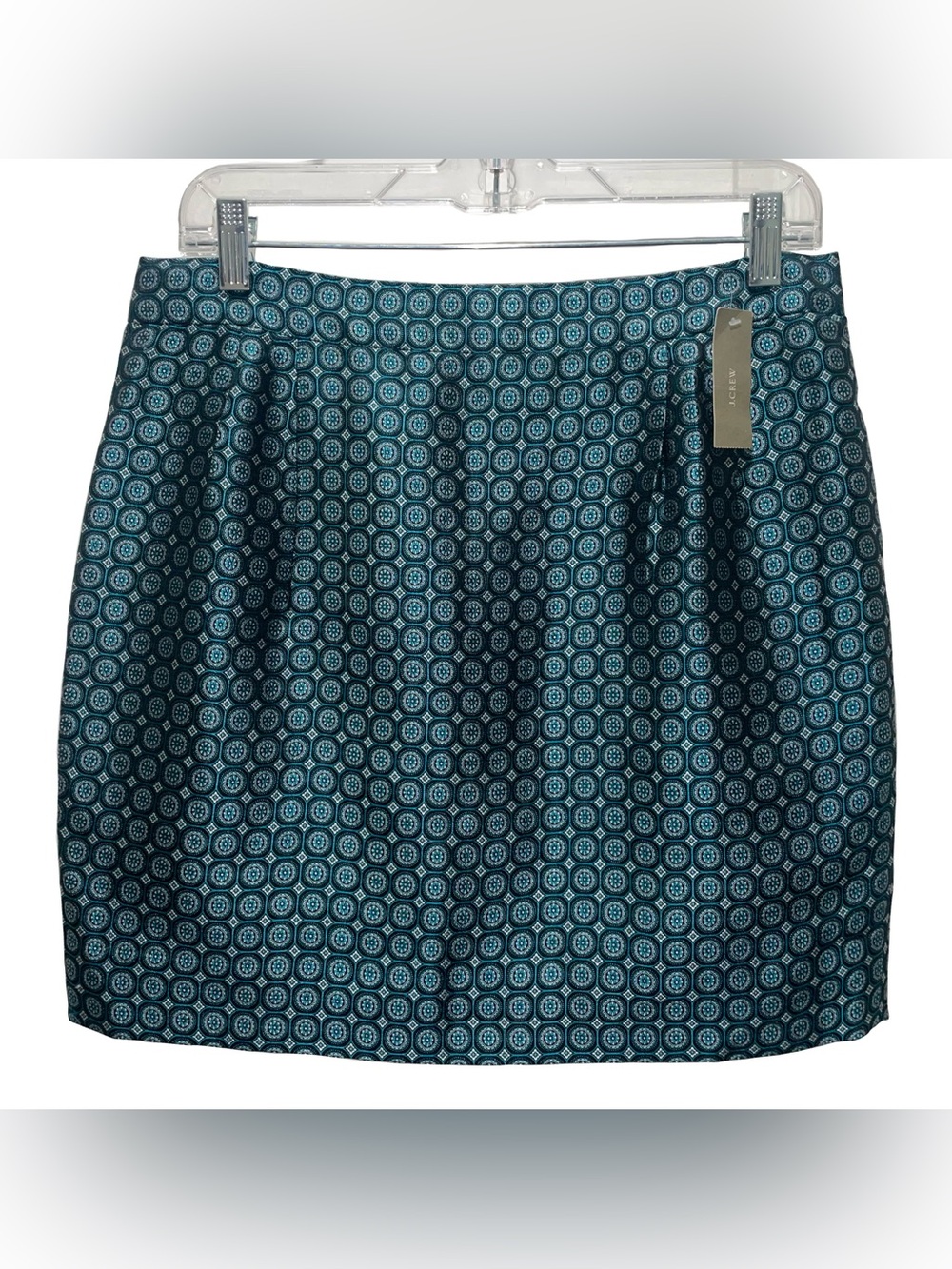 NWT J.Crew Collection Silk Jacquard Teal Geometric Mini Skirt Sz 6 Cocktail Rave